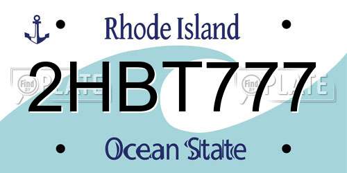 2HBT777 Rhode Island License Plate
