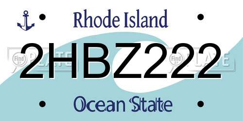 2HBZ222 Rhode Island License Plate
