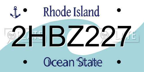 2HBZ227 Rhode Island License Plate