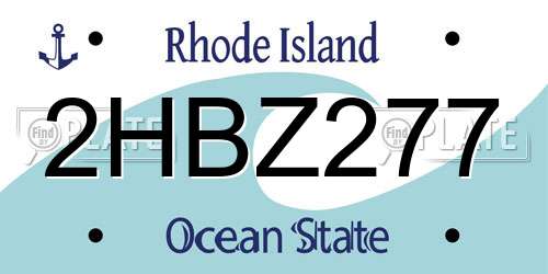 2HBZ277 Rhode Island License Plate
