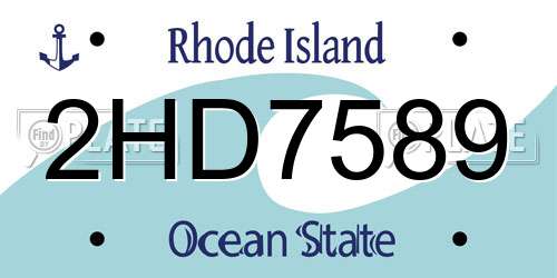 2HD7589 Rhode Island License Plate