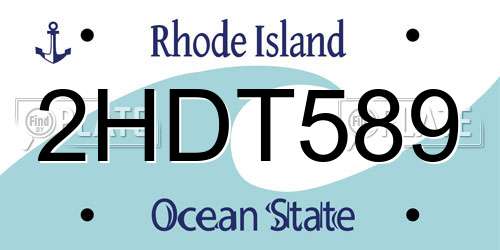 2HDT589 Rhode Island License Plate
