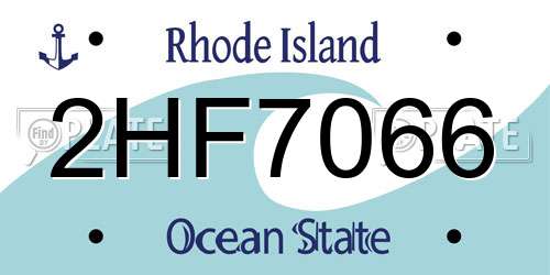 2HF7066 Rhode Island License Plate