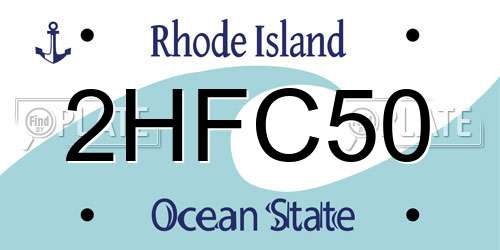 2HFC50 Rhode Island License Plate
