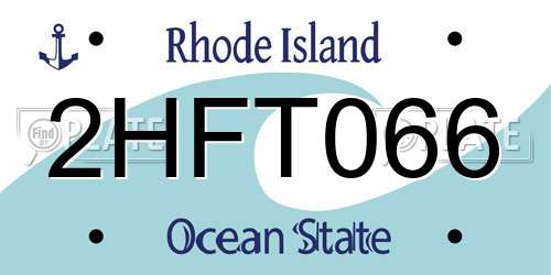 2HFT066 Rhode Island License Plate