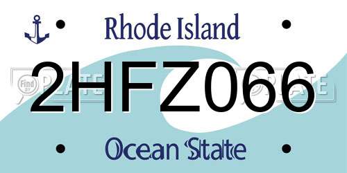 2HFZ066 Rhode Island License Plate