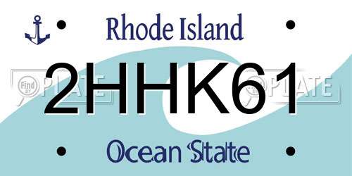 2HHK61 Rhode Island License Plate