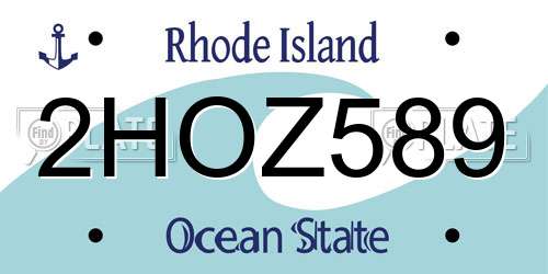 2HOZ589 Rhode Island License Plate