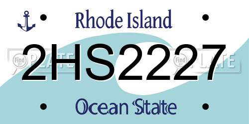 2HS2227 Rhode Island License Plate