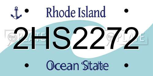 2HS2272 Rhode Island License Plate