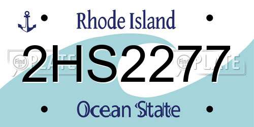 2HS2277 Rhode Island License Plate