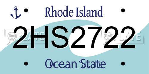 2HS2722 Rhode Island License Plate