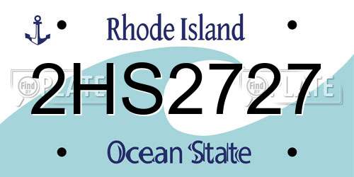 2HS2727 Rhode Island License Plate