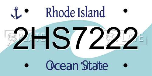 2HS7222 Rhode Island License Plate
