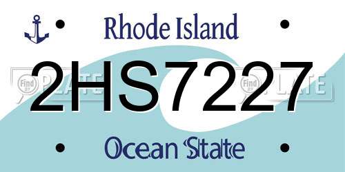 2HS7227 Rhode Island License Plate