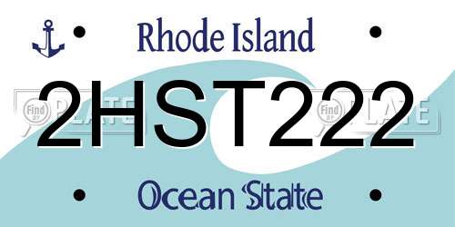 2HST222 Rhode Island License Plate