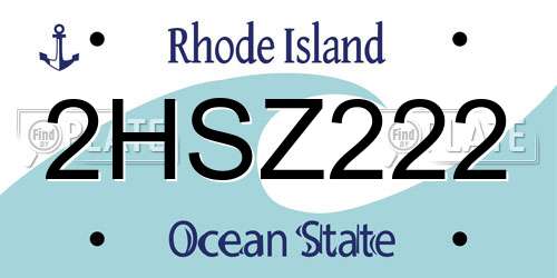 2HSZ222 Rhode Island License Plate