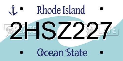 2HSZ227 Rhode Island License Plate