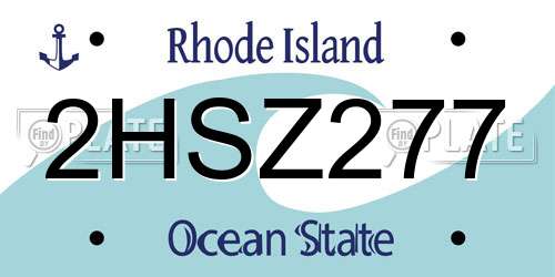 2HSZ277 Rhode Island License Plate