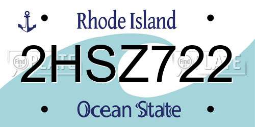 2HSZ722 Rhode Island License Plate