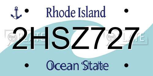 2HSZ727 Rhode Island License Plate