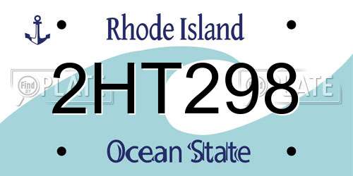 2HT298 Rhode Island License Plate