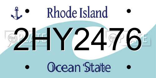 2HY2476 Rhode Island License Plate