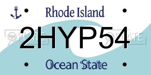 2HYP54 Rhode Island License Plate