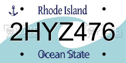 2HYZ476 Rhode Island License Plate