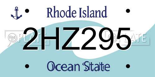 2HZ295 Rhode Island License Plate