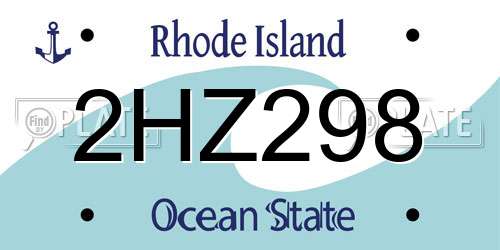 2HZ298 Rhode Island License Plate