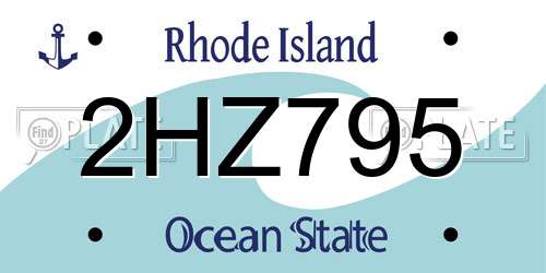 2HZ795 Rhode Island License Plate