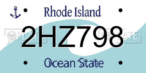 2HZ798 Rhode Island License Plate