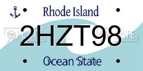 2HZT98 Rhode Island License Plate