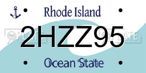 2HZZ95 Rhode Island License Plate