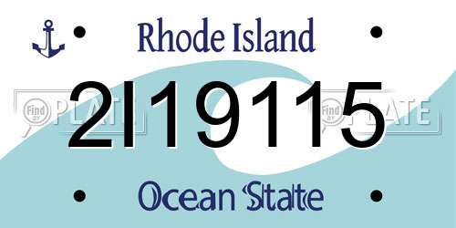 2I19115 Rhode Island License Plate