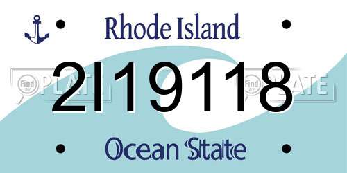 2I19118 Rhode Island License Plate