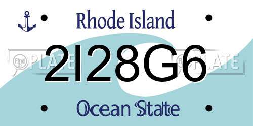 2I28G6 Rhode Island License Plate