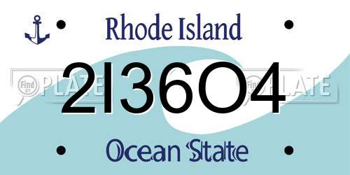 2I36O4 Rhode Island License Plate