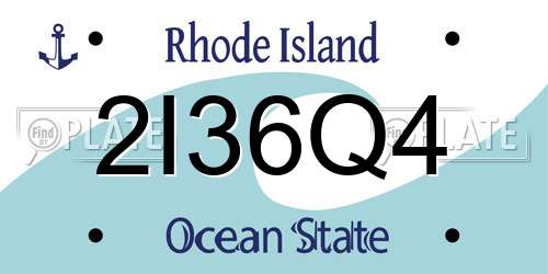 2I36Q4 Rhode Island License Plate