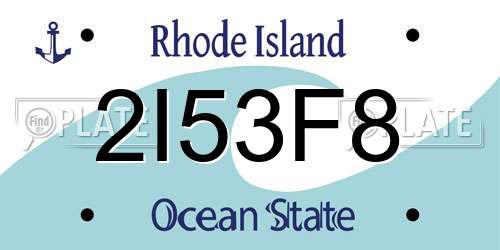 2I53F8 Rhode Island License Plate