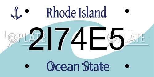 2I74E5 Rhode Island License Plate