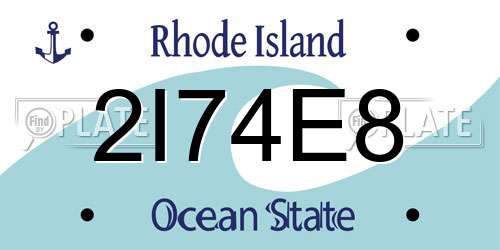 2I74E8 Rhode Island License Plate
