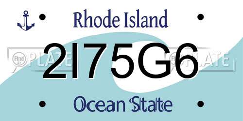 2I75G6 Rhode Island License Plate