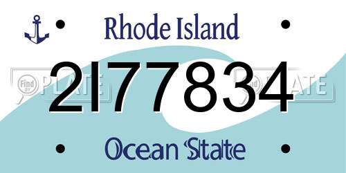 2I77834 Rhode Island License Plate