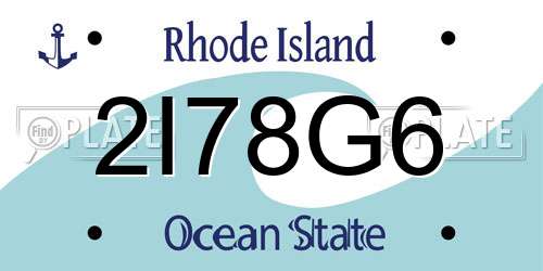 2I78G6 Rhode Island License Plate