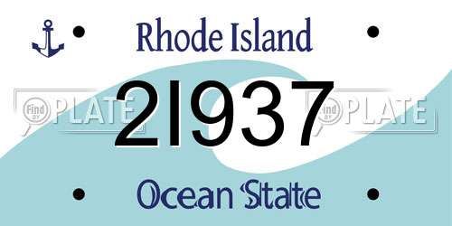 2I937 Rhode Island License Plate