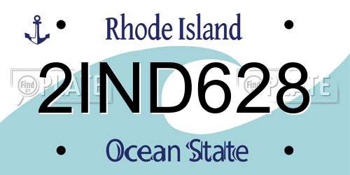2IND628 Rhode Island License Plate