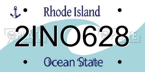2INO628 Rhode Island License Plate
