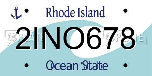 2INO678 Rhode Island License Plate